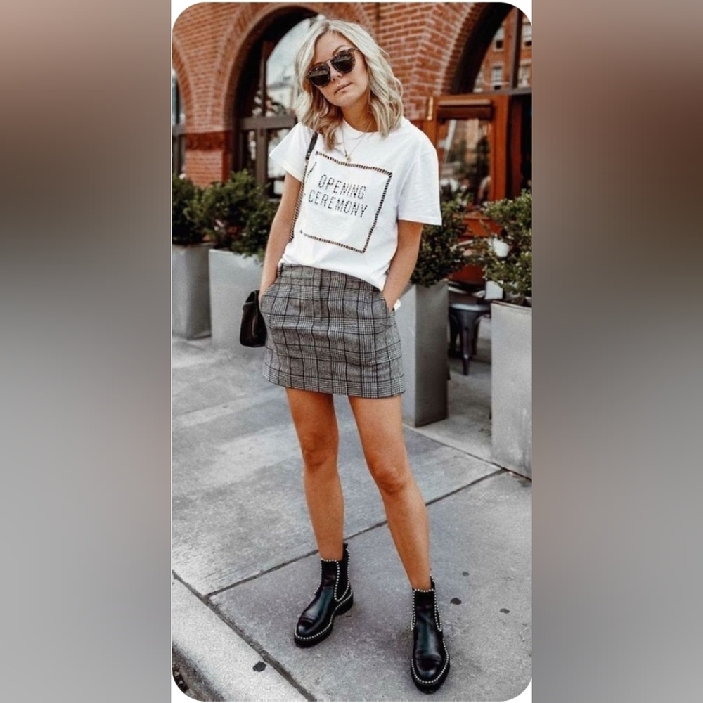 Grid Plaid Mini Dress Black and White Plus Size 4X - Picture 8 of 11